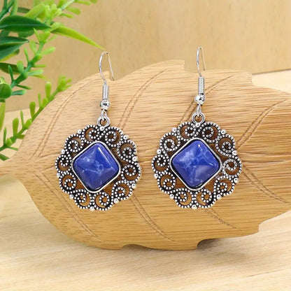 1 Paire de Boucles d'Oreilles + 1 Collier Ensemble de Bijoux bleue ARGENTÉ