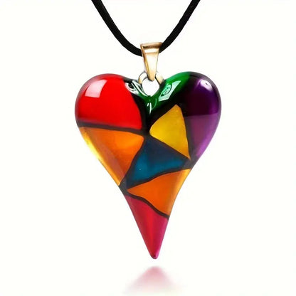 1 collier pendentif cœur coloré exquis et élégant