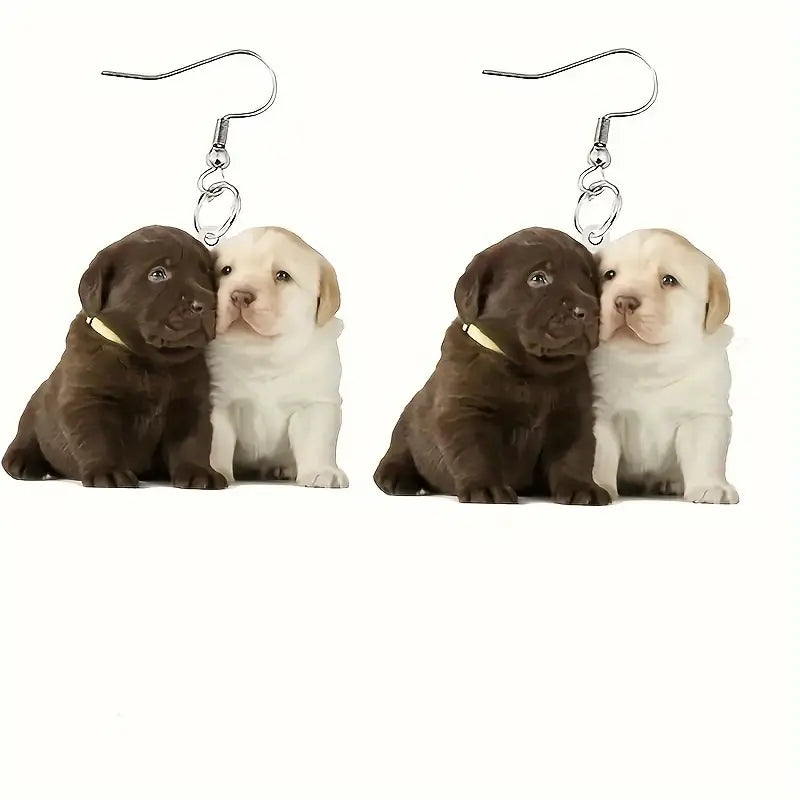 Boucles d'oreilles pendantes en acrylique moderne petits  chiots